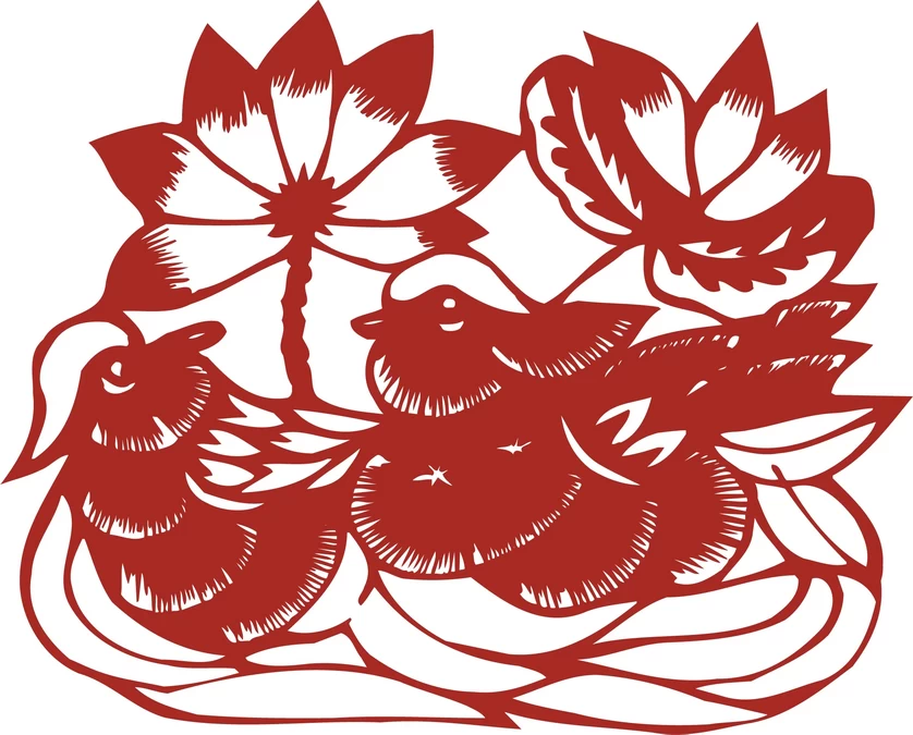 中国风中式传统喜庆民俗人物动物窗花剪纸插画边框AI矢量PNG素材【827】